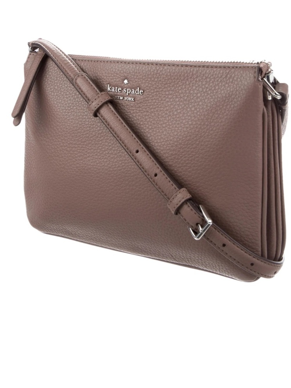 Kate Spade New York Jackson Triple Gusset Pebbled Leather Crossbody Bag Taupe